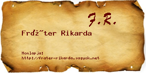 Fráter Rikarda névjegykártya